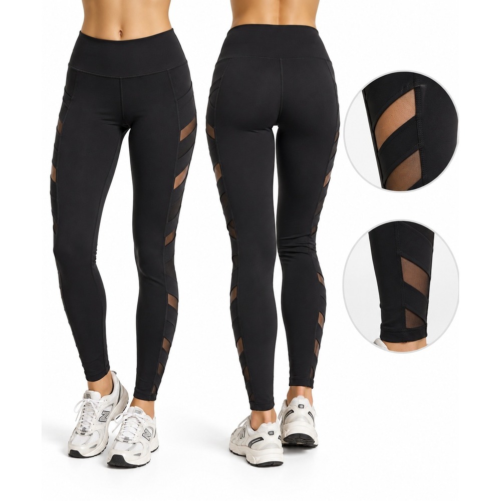 Alo Yoga Womens Black High Waisted Moto Mesh Panel Leggings XS Activewear